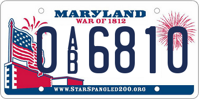 MD license plate 0AB6810