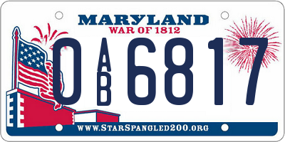 MD license plate 0AB6817