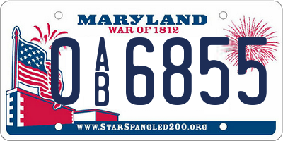 MD license plate 0AB6855