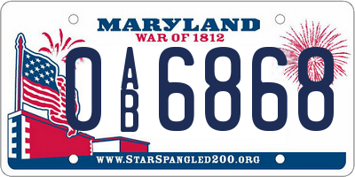 MD license plate 0AB6868