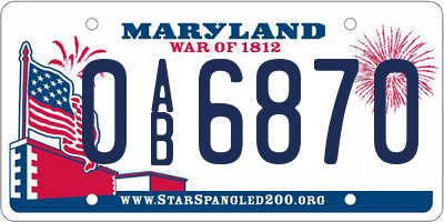 MD license plate 0AB6870