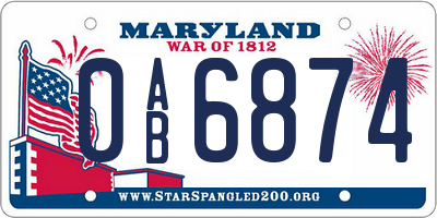 MD license plate 0AB6874