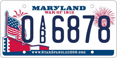 MD license plate 0AB6878