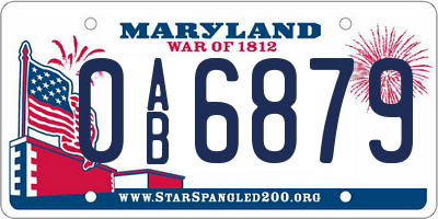 MD license plate 0AB6879