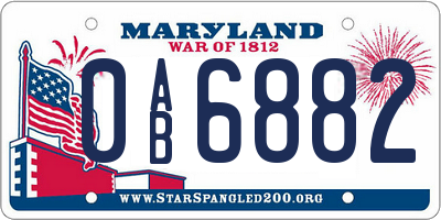 MD license plate 0AB6882