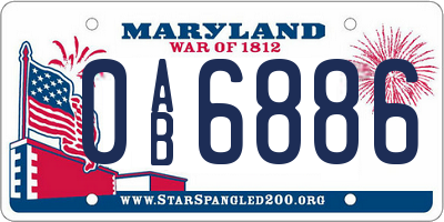 MD license plate 0AB6886