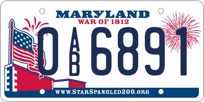 MD license plate 0AB6891