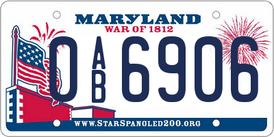 MD license plate 0AB6906