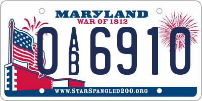 MD license plate 0AB6910