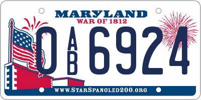 MD license plate 0AB6924