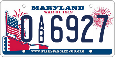 MD license plate 0AB6927