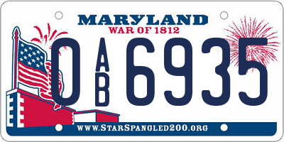 MD license plate 0AB6935