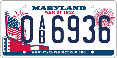MD license plate 0AB6936