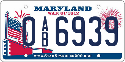MD license plate 0AB6939