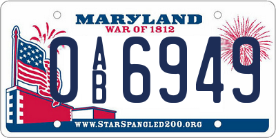 MD license plate 0AB6949