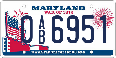 MD license plate 0AB6951