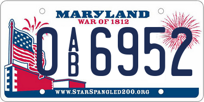 MD license plate 0AB6952