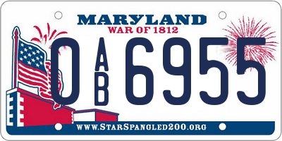 MD license plate 0AB6955