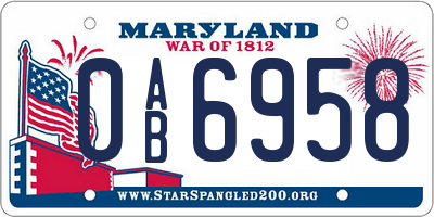MD license plate 0AB6958