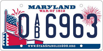 MD license plate 0AB6963