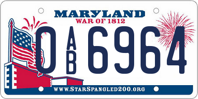 MD license plate 0AB6964