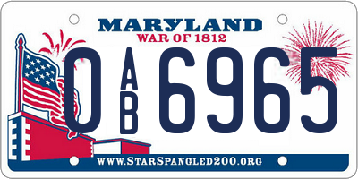 MD license plate 0AB6965