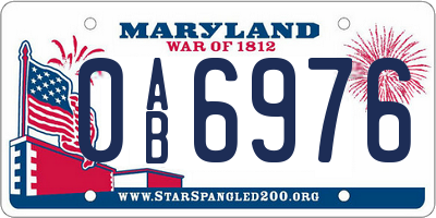 MD license plate 0AB6976