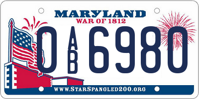 MD license plate 0AB6980