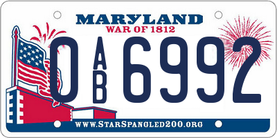 MD license plate 0AB6992