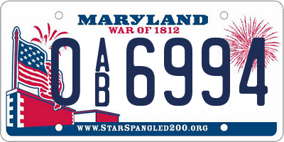 MD license plate 0AB6994