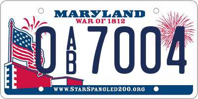 MD license plate 0AB7004