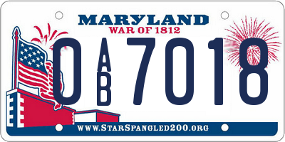 MD license plate 0AB7018