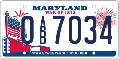 MD license plate 0AB7034
