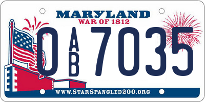 MD license plate 0AB7035