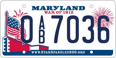 MD license plate 0AB7036