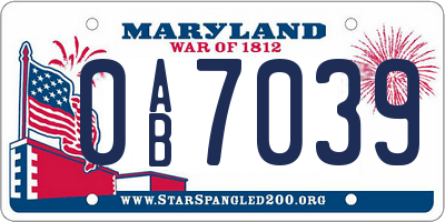 MD license plate 0AB7039