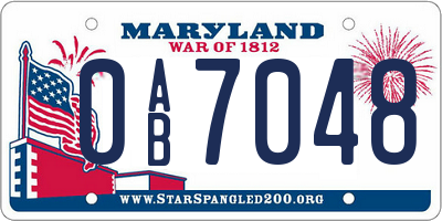 MD license plate 0AB7048