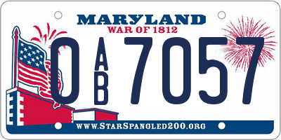 MD license plate 0AB7057