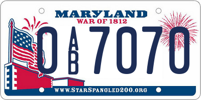 MD license plate 0AB7070