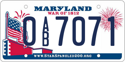 MD license plate 0AB7071
