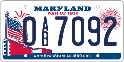 MD license plate 0AB7092
