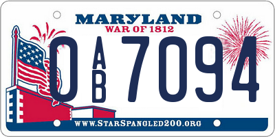 MD license plate 0AB7094