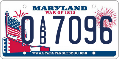 MD license plate 0AB7096