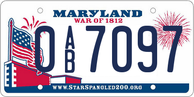MD license plate 0AB7097