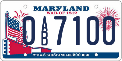 MD license plate 0AB7100