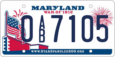 MD license plate 0AB7105