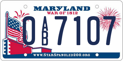 MD license plate 0AB7107