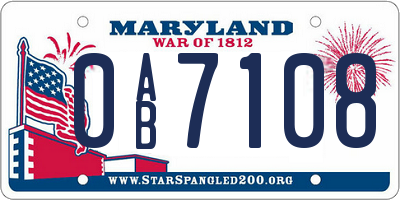 MD license plate 0AB7108