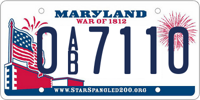 MD license plate 0AB7110