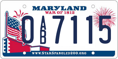 MD license plate 0AB7115
